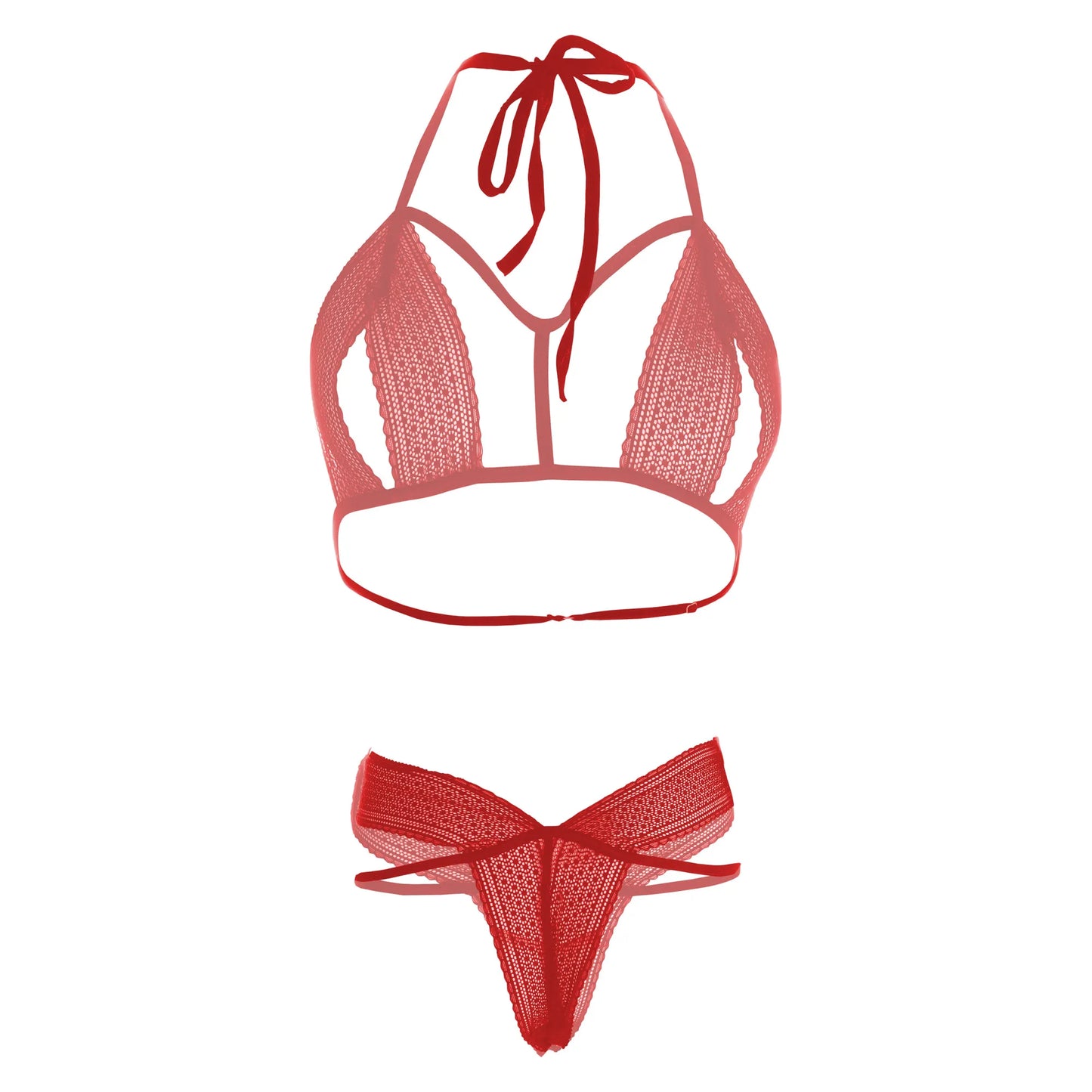 Premium Women’s Noir Floral Lace Cut-Out Bralette & Strappy Panty Set – Provocative Two-Piece Lingerie Ensemble with Modern Harness Detail