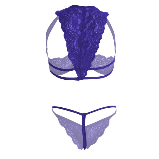 Premium Women’s Floral Lace Demi-Shelf Bralette & Thong Set – Sophisticated Two-Piece Lingerie Ensemble with Underwire Support & Scalloped Embroidery