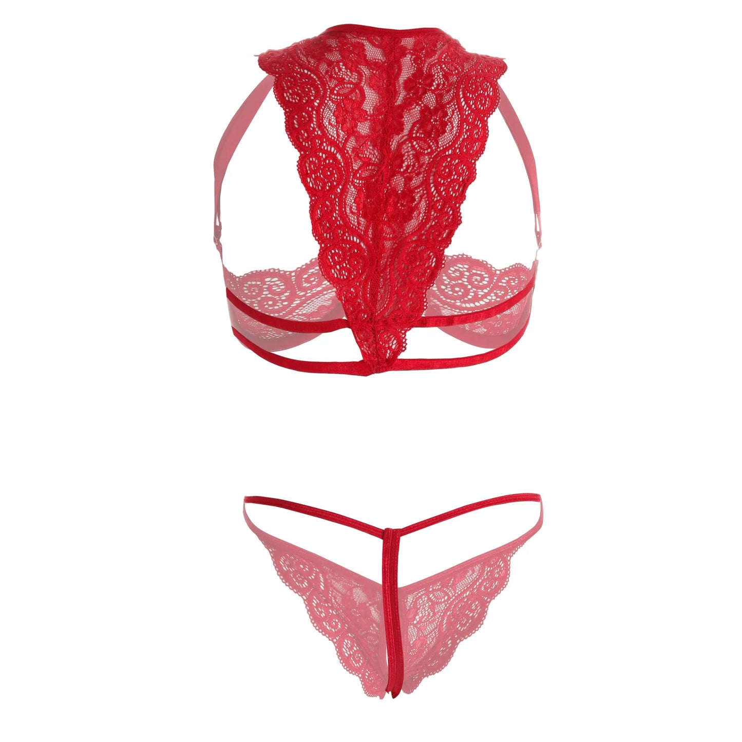 Premium Women’s Floral Lace Demi-Shelf Bralette & Thong Set – Sophisticated Two-Piece Lingerie Ensemble with Underwire Support & Scalloped Embroidery