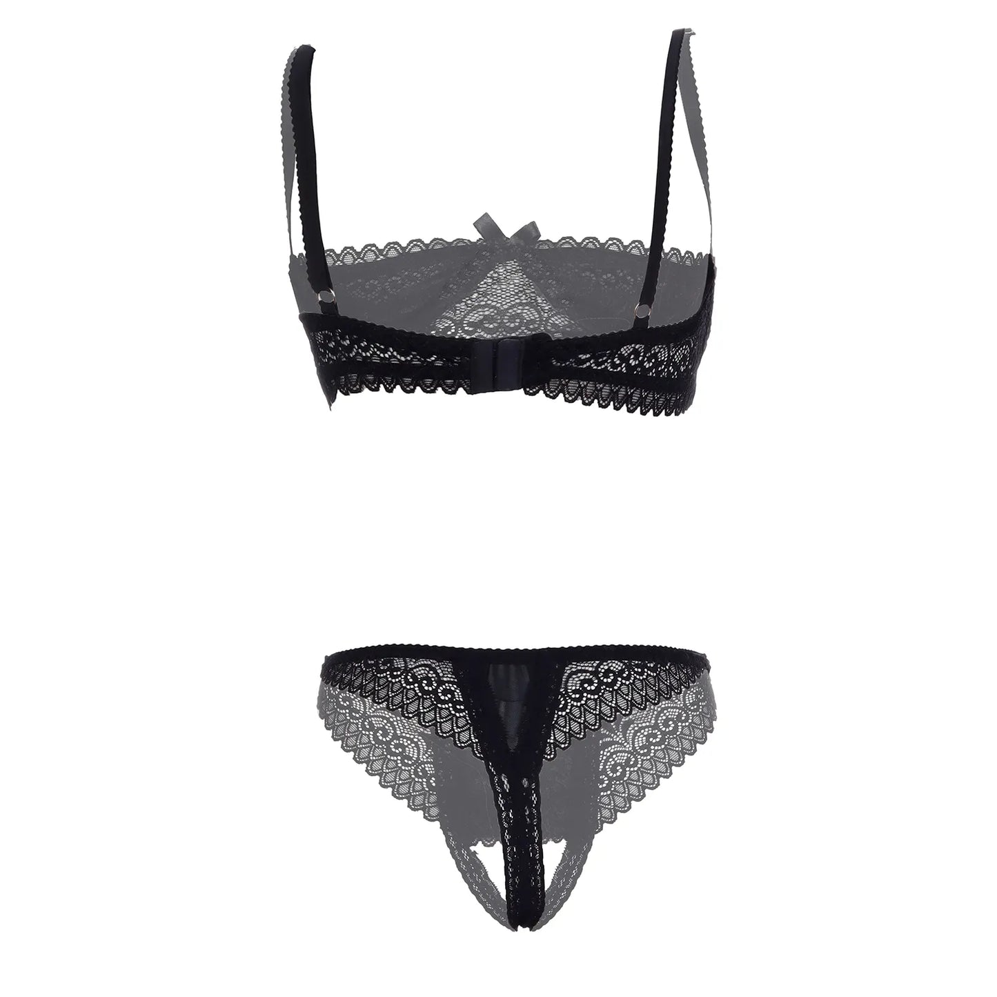 Premium Women’s Floral Lace Scalloped Shelf Bralette & Panty Set – Elegant Two-Piece Lingerie Ensemble with Underwire Support & Pearl Charm Accent