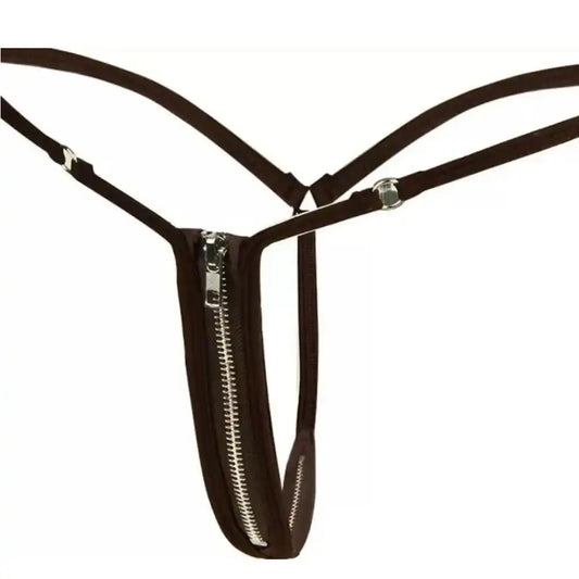 Women’s Minimalist Zip-Front String Thong – Ultra-Sleek Adjustable Exotic Intimate Bottomwear