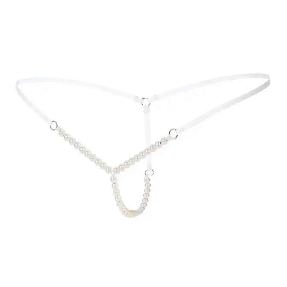 Women’s Pearl Chain Minimalist Thong – Luxury Adjustable Designer Intimate Bottomwear
