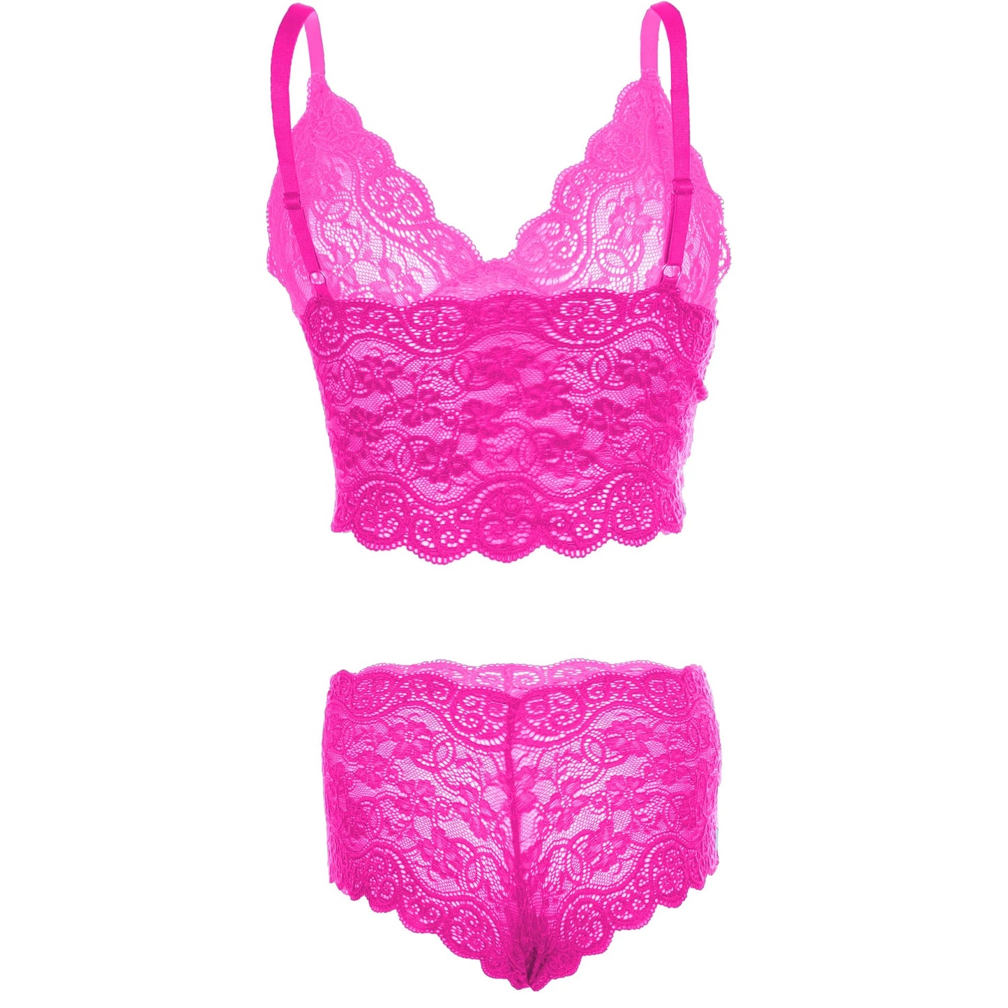Women's Lace Pink Bra and Panty Lingerie Set