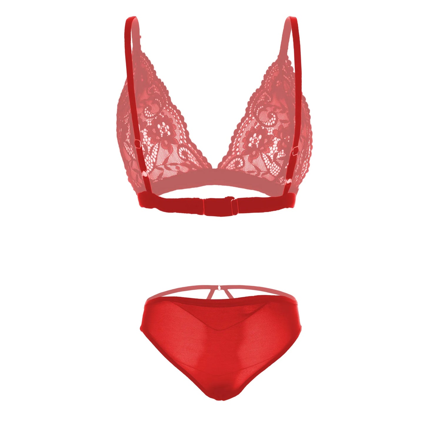 Women Lace Lingerie Set Triangle Bralette and Strap Bikini Panty Set Soft Stretch Designer Innerwear for Women