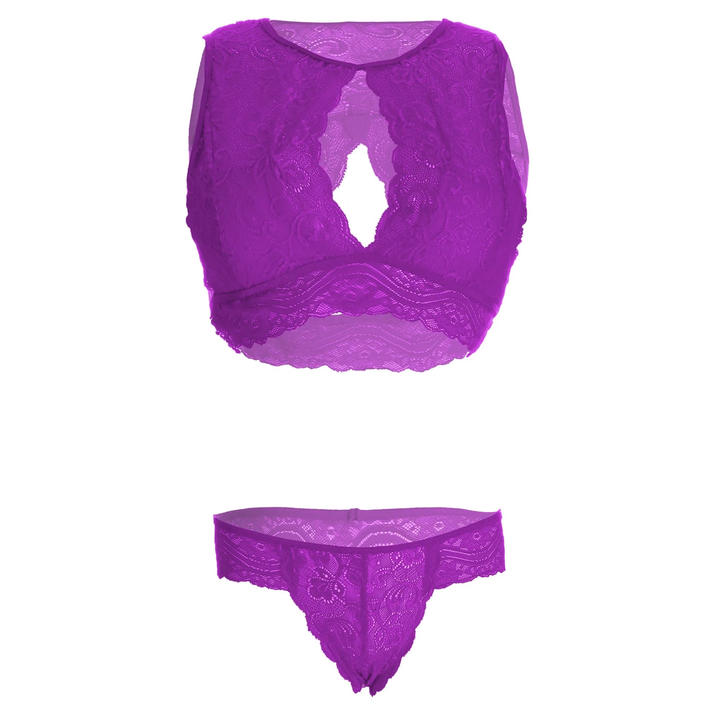 Women Lace Lingerie Set High Neck Bralette and Bikini Panty Set Soft Stretch Designer Innerwear for Women