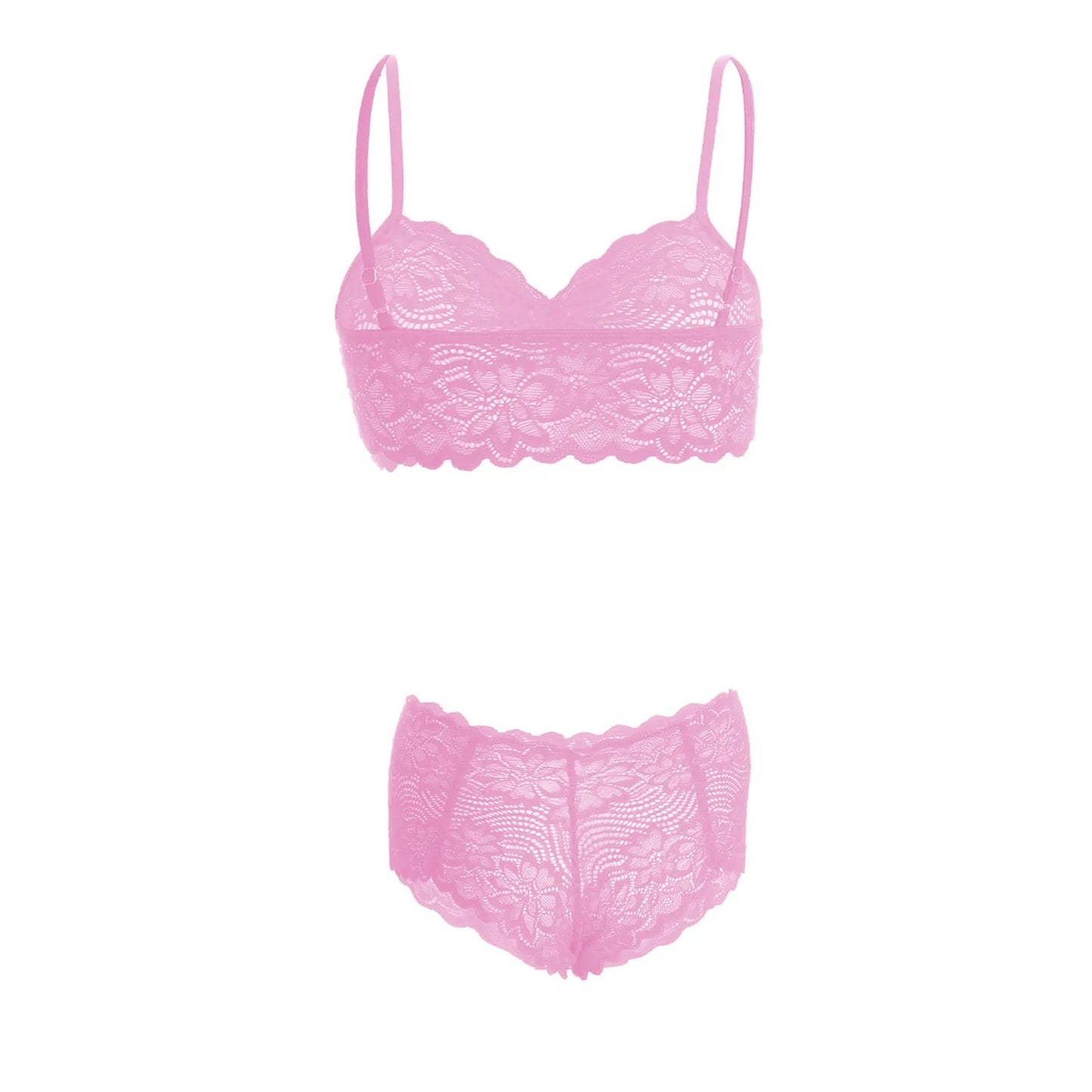 Women's Lace Bra and Panty Pink Lingerie Set