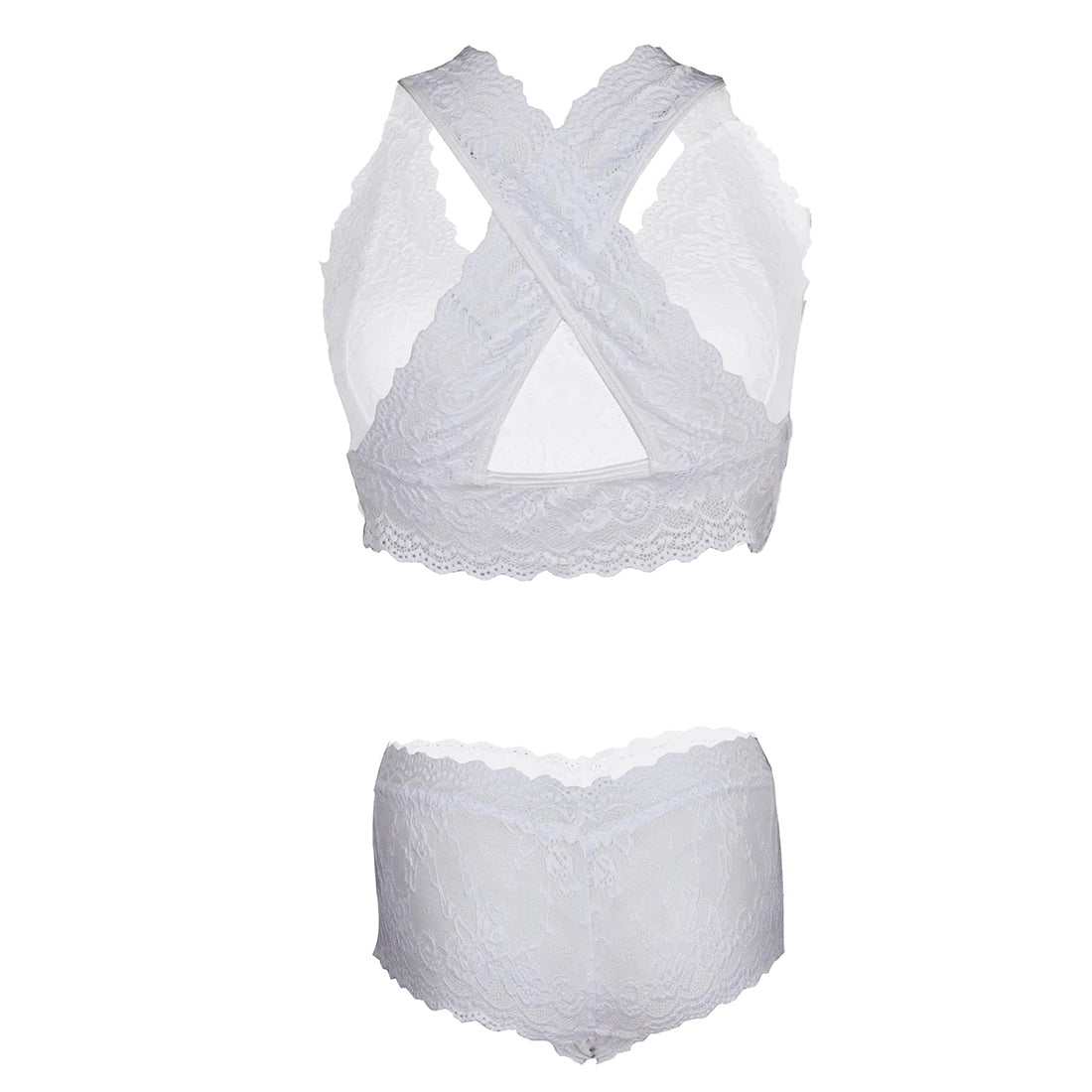 Women Lace Lingerie Set Halter Neck Bralette and Boyshort Panty Set Soft Stretch Designer Innerwear for Women