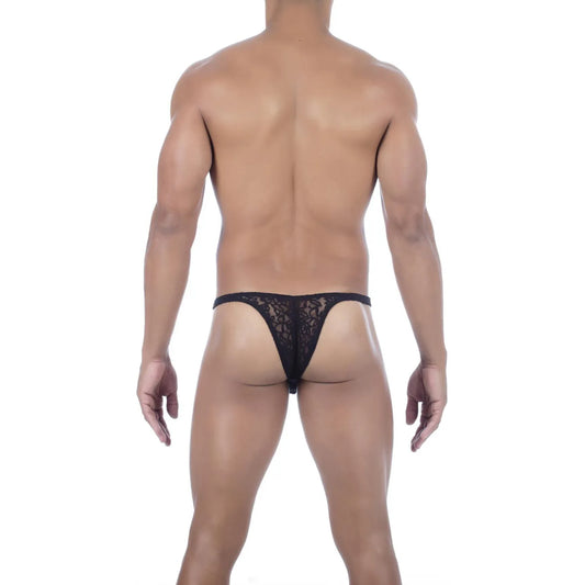 Men's Ultra Low-Rise Lace Mesh Bikini Thong - Breathable Stretch Designer Romantic Innerwear