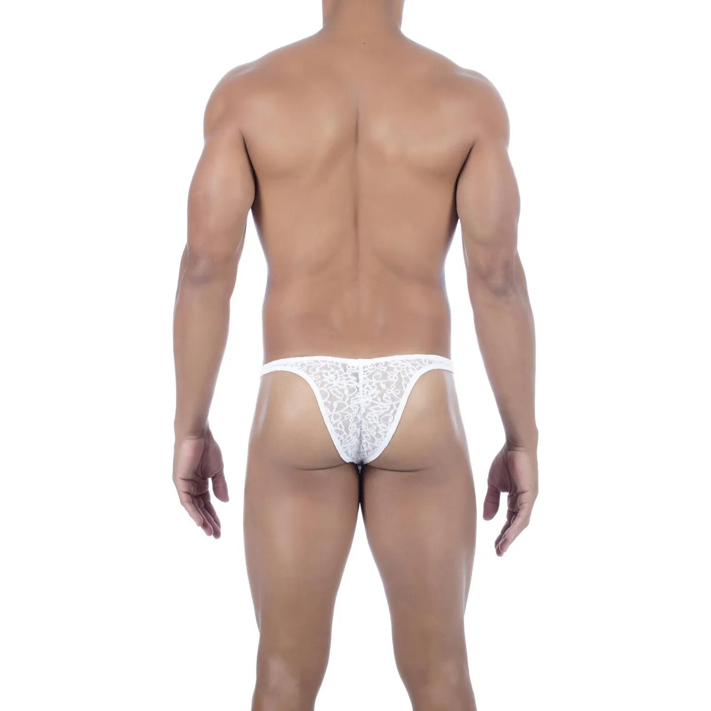 Men's Ultra Low-Rise Lace Mesh Bikini Thong - Breathable Stretch Designer Romantic Innerwear