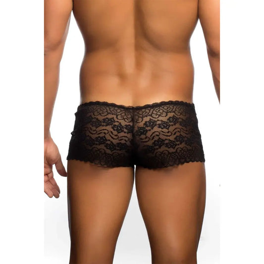 Men’s Black Lace Boxer Brief – Criss Cross Side Designer Underwear