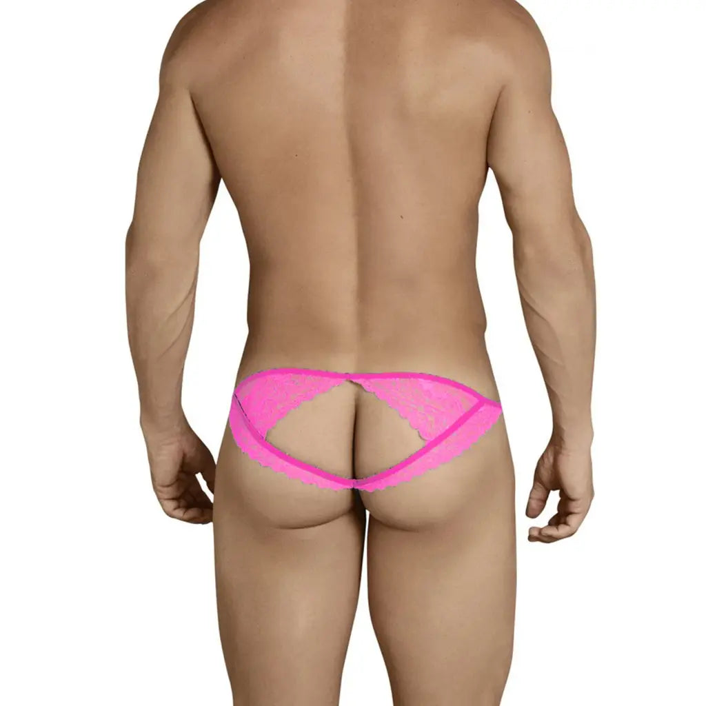 Men’s Open Back Lace Bikini Brief – Ultra Low Rise Exotic Men’s Lingerie