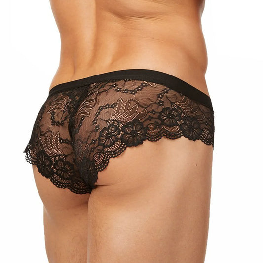Men’s Sheer Lace Bikini Brief – Ultra Low Rise Exotic Men’s Underwear