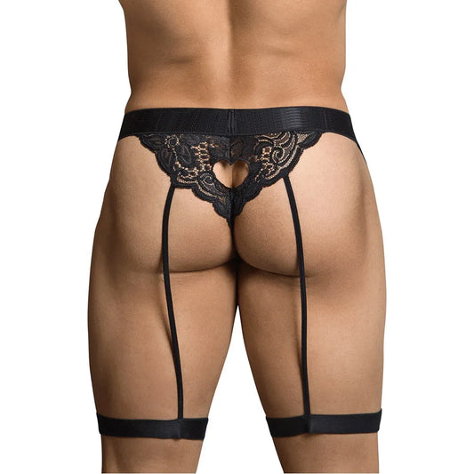 Men’s Lace Suspender Garter Brief – Ultra Low Rise Exotic Men’s Lingerie