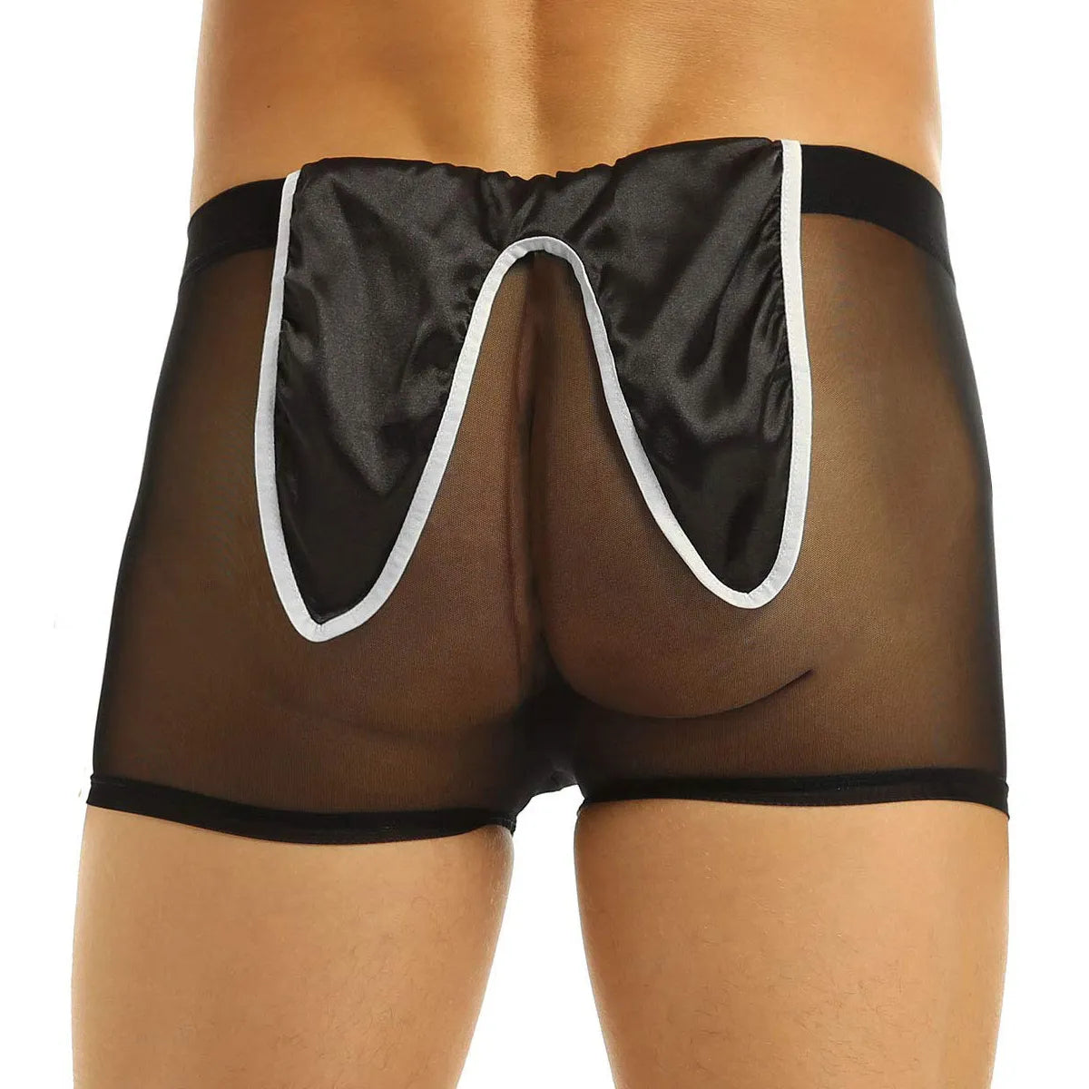 Men’s Transparent Tuxedo Mesh Boxer Brief – Stylish See Through Roleplay Underwear