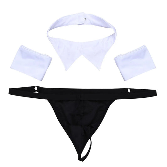 Men’s Tuxedo Inspired Thong Costume Set – Stylish Roleplay Lingerie