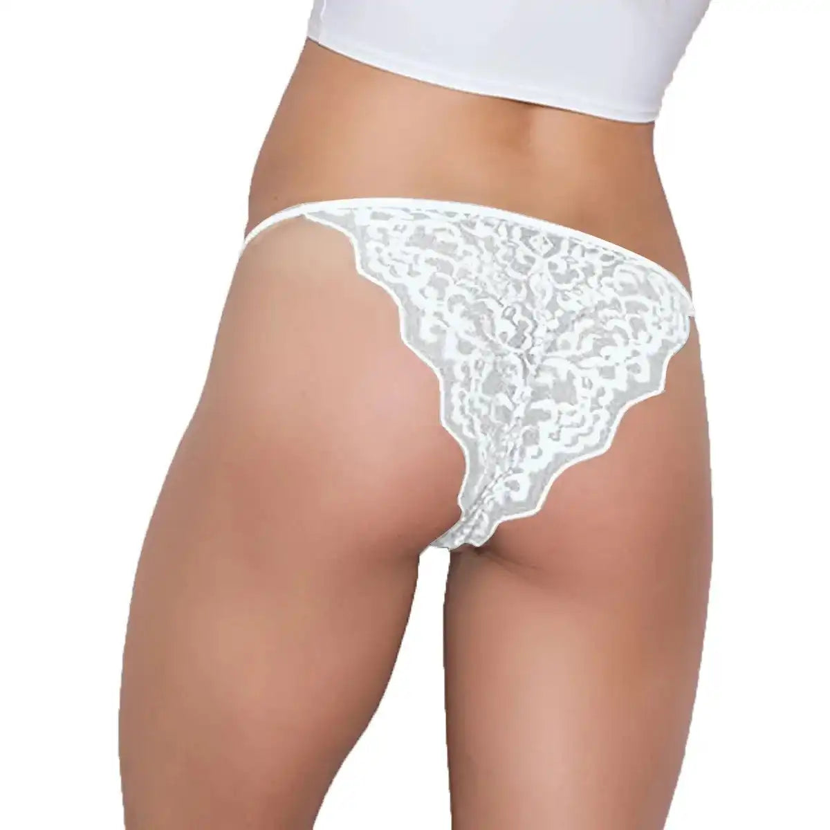 Women’s Sheer Floral Lace Bikini Thong – Elegant Low-Rise Designer Intimate Bottomwear