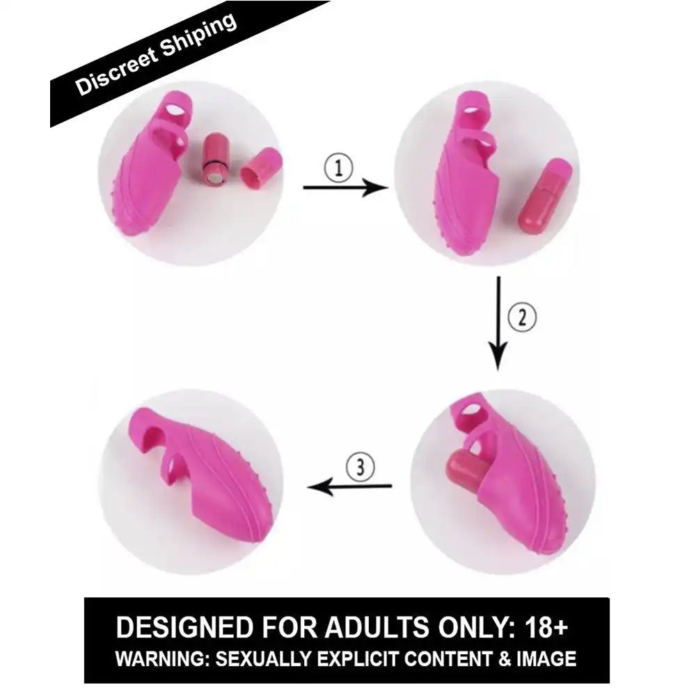 Pink finger vibrator massager for women with wearable ergonomic design and textured silicone surface.