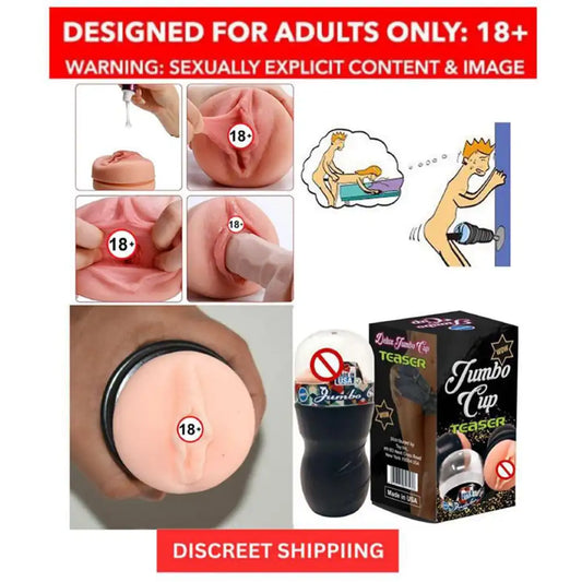 Jumbo cup teaser male relax massager with soft flexible handheld design and reusable construction.