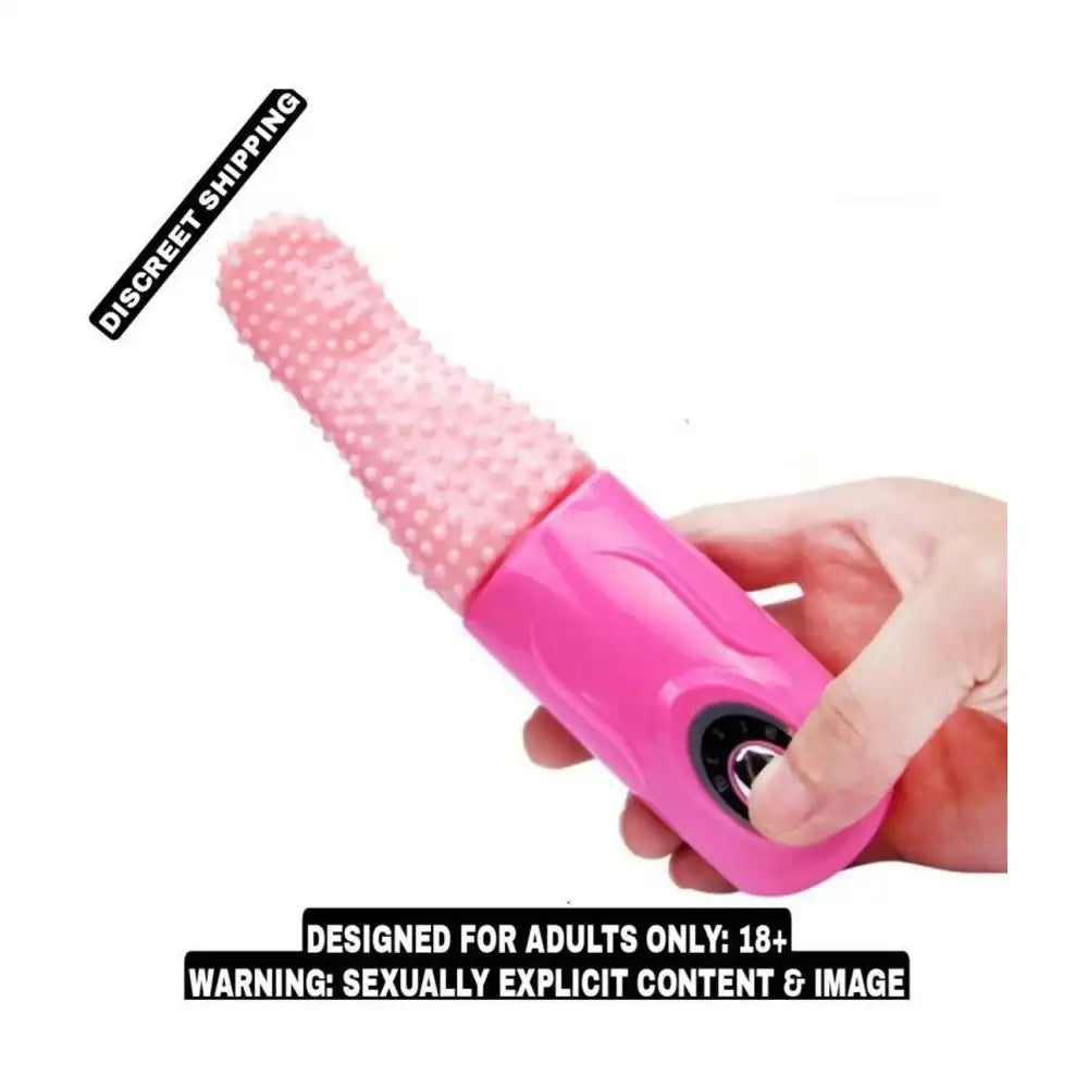 Tongue style vibrating massager with textured silicone surface and adjustable multi-speed control.