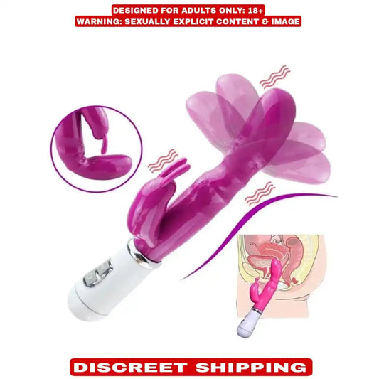 Pink rabbit style vibrating massager with dual-action design and multi-mode vibration function.