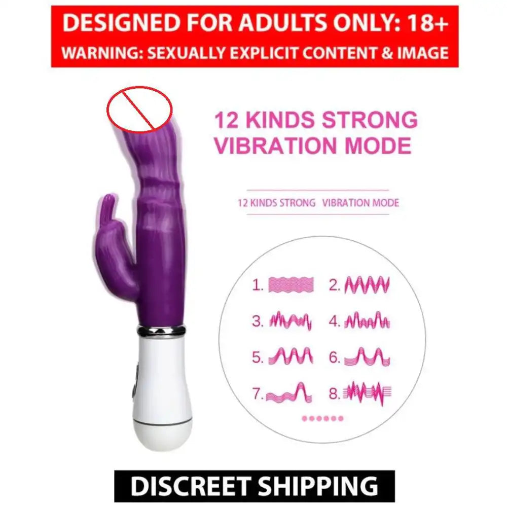 Pink rabbit style vibrating massager with dual-action design and multi-mode vibration function.