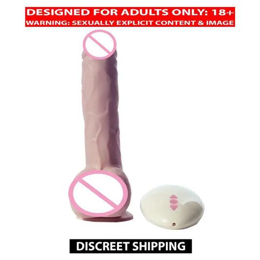 Realistic vibrating relaxation massager for women with wireless remote control and suction base.