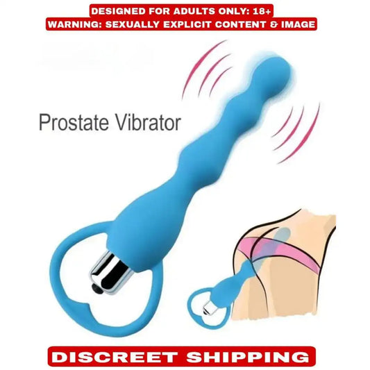 Pink vibrating beads massager with flexible silicone bead design and portable construction.