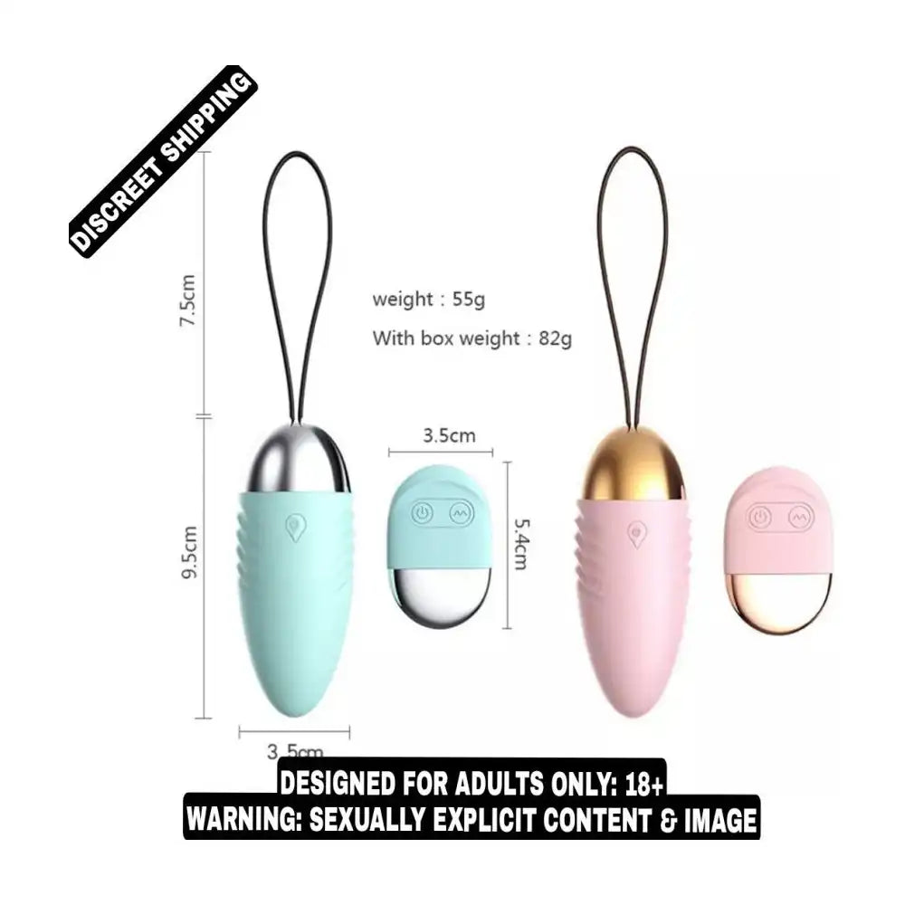 USB rechargeable vibrating egg massager with wireless remote control and compact ergonomic design.