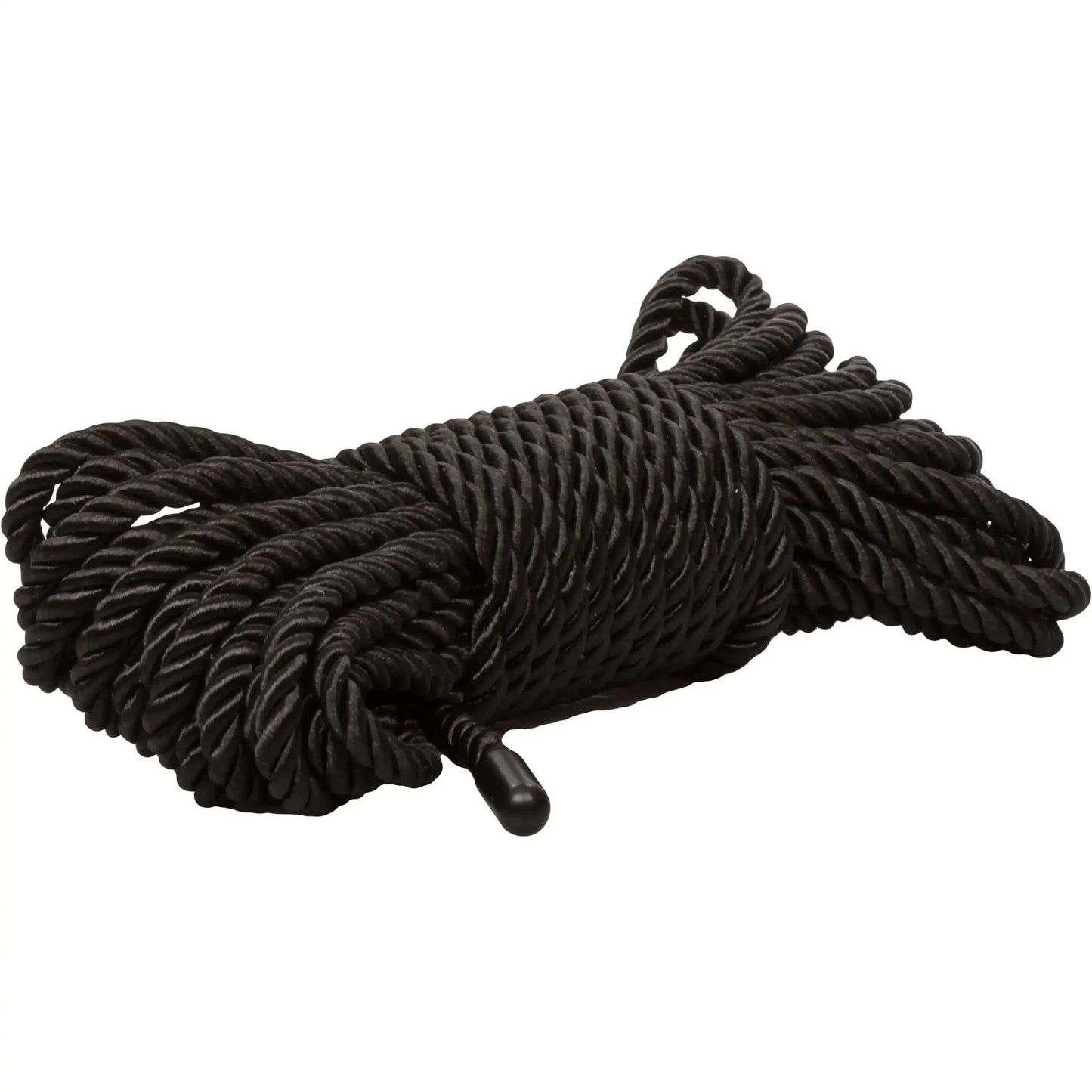 Black 20 meter braided cotton blend rope with strong durable construction for decorative knot tying and roleplay accessories.