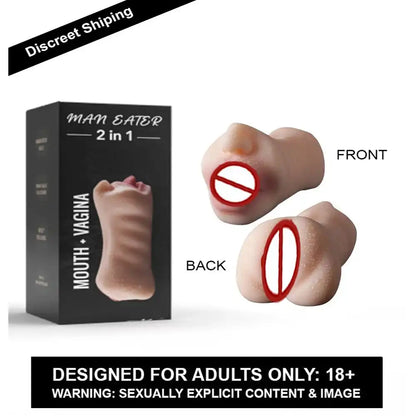 3D dual-entry realistic pocket massager for men with soft-touch reusable construction.