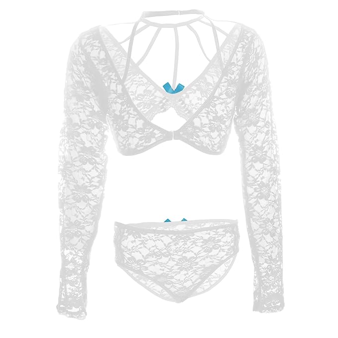 Women Lace CrissCross White Bra & Panty Lingerie