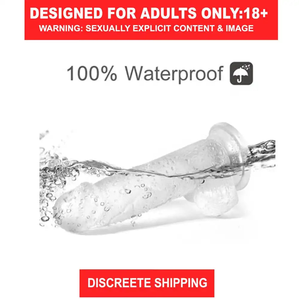 Transparent 9-inch lifelike silicone dildo with strong suction cup base and realistic design.