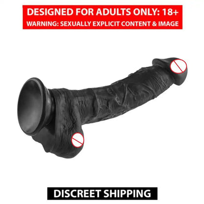 Black 9 inch premium silicone massager with ergonomic design and suction base.