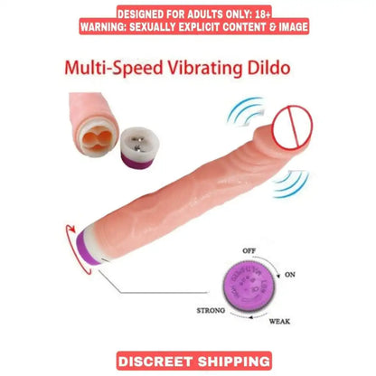 Soft 9 inch vibrating massager with adjustable speed control and flexible ergonomic design.
