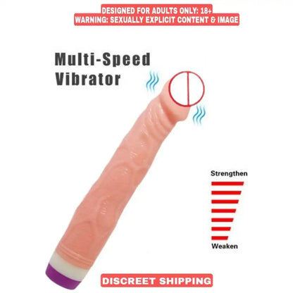 Soft 9 inch vibrating massager with adjustable speed control and flexible ergonomic design.