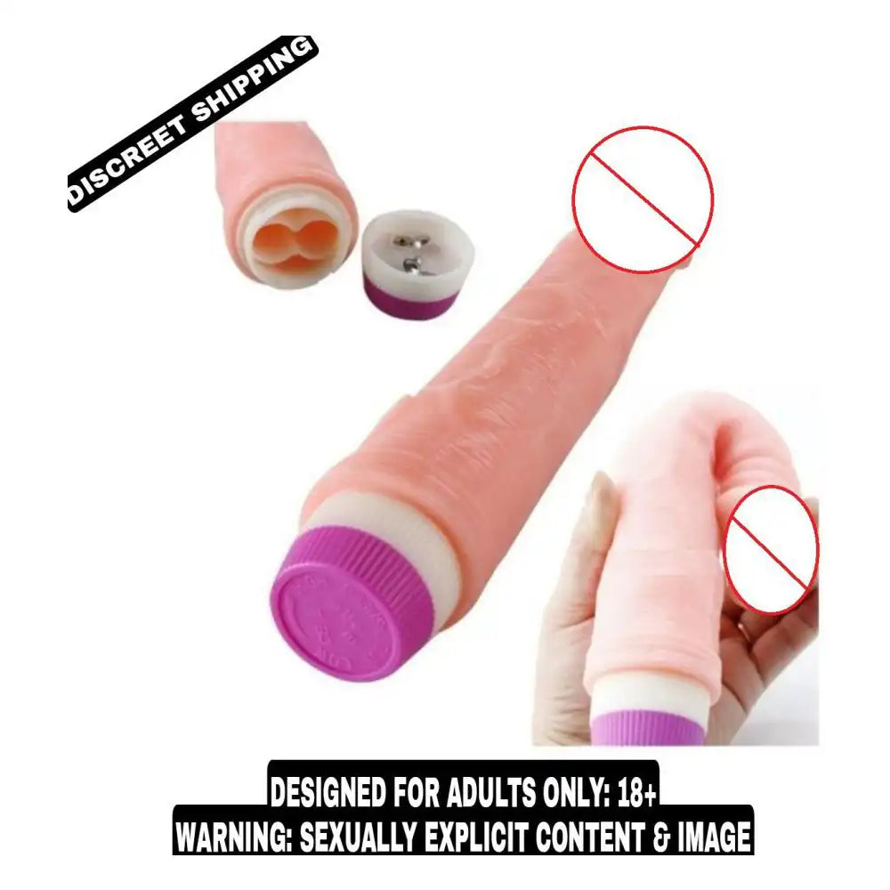Soft 9 inch vibrating massager with adjustable speed control and flexible ergonomic design.