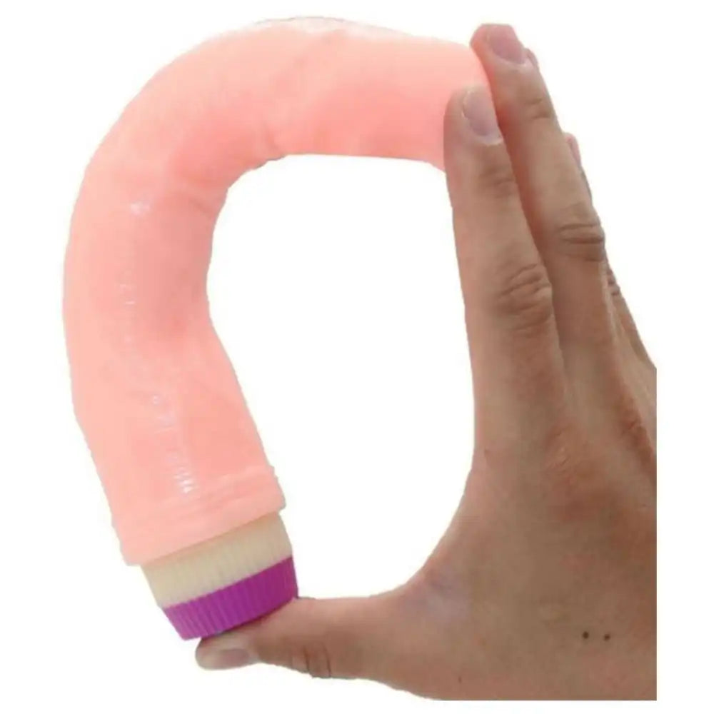 Soft 9 inch vibrating massager with adjustable speed control and flexible ergonomic design.