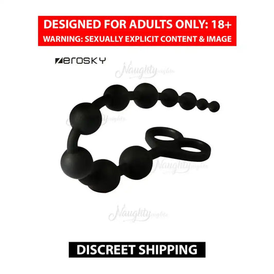 Premium Silicone Anal Beads Plug – Large Size Flexible Bead Chain with Retrieval Ring (Black)