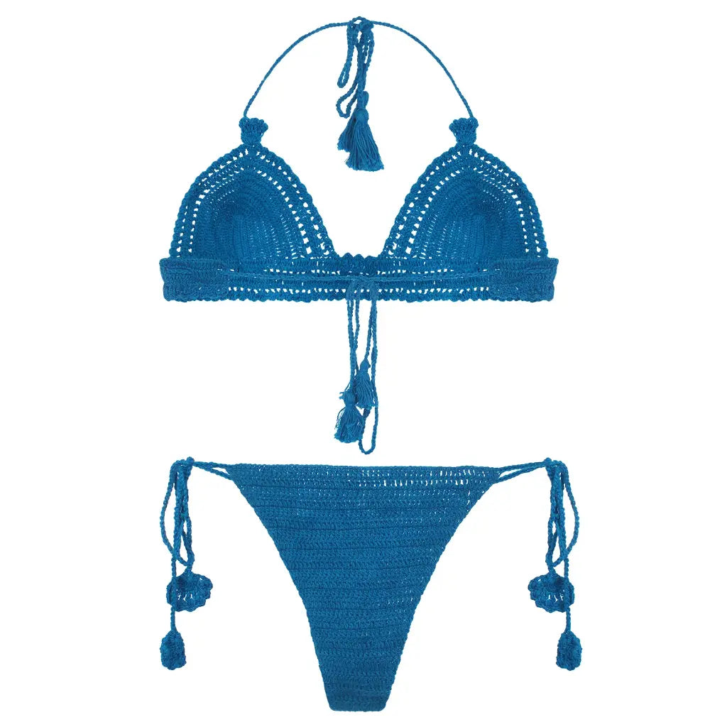 Tassel Tie Crochet Bikini Set – Handmade Boho Beachwear