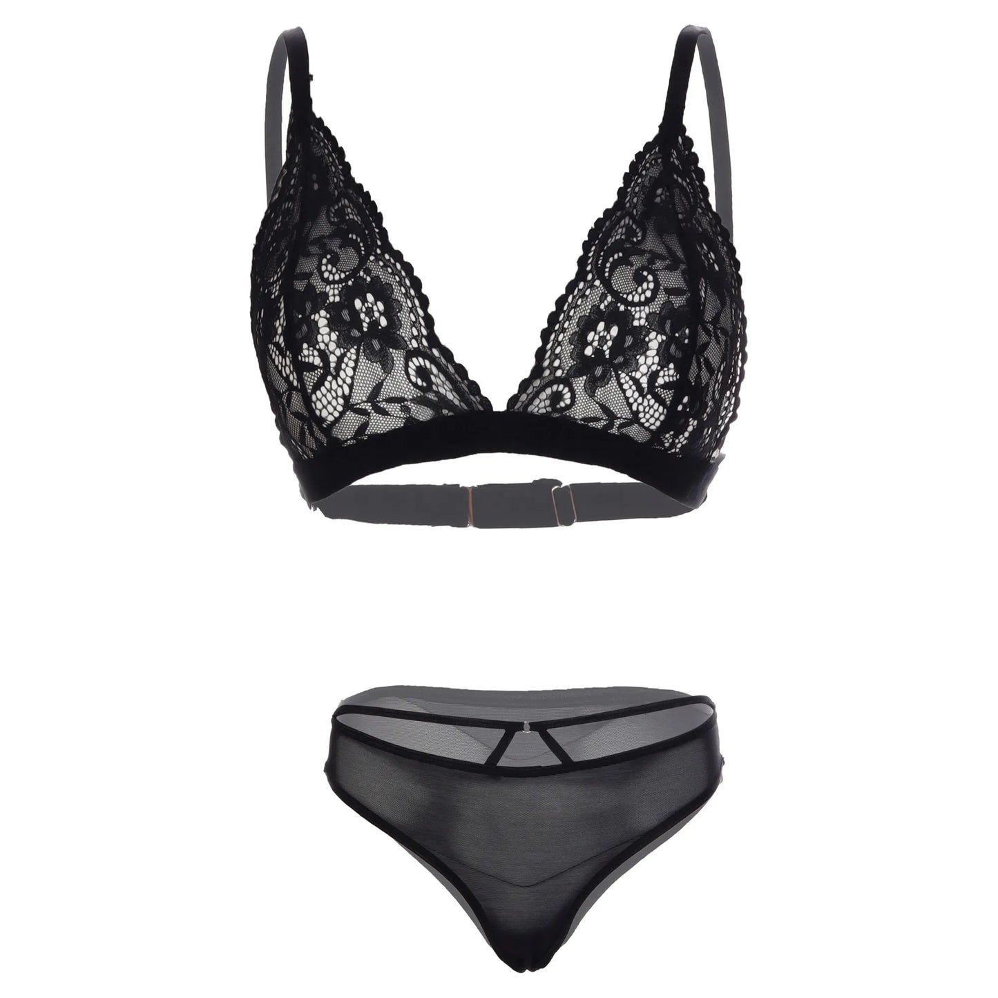 Women Lace Lingerie Set Triangle Bralette and Strap Bikini Panty Set Soft Stretch Designer Innerwear for Women