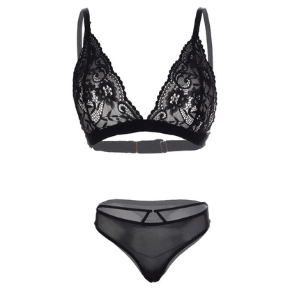 Women Lace Lingerie Set Triangle Bralette and Strap Bikini Panty Set Soft Stretch Designer Innerwear for Women