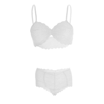 Women's Lace Bra and Panty White Lingerie Set