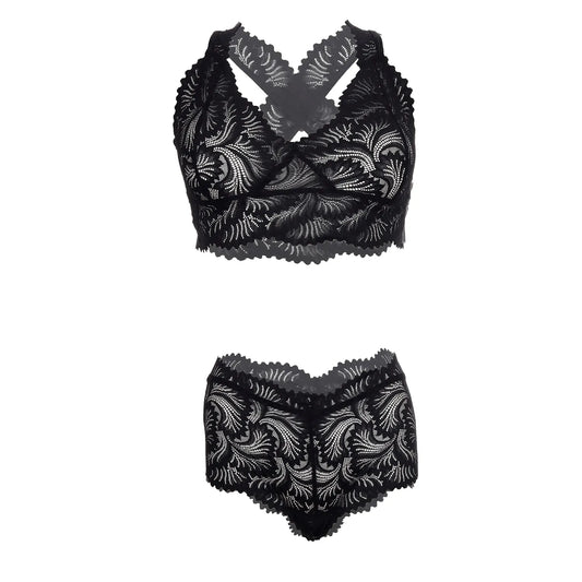Women Lace Lingerie Set Halter Neck Bralette and Boyshort Panty Set Soft Stretch Designer Innerwear for Women
