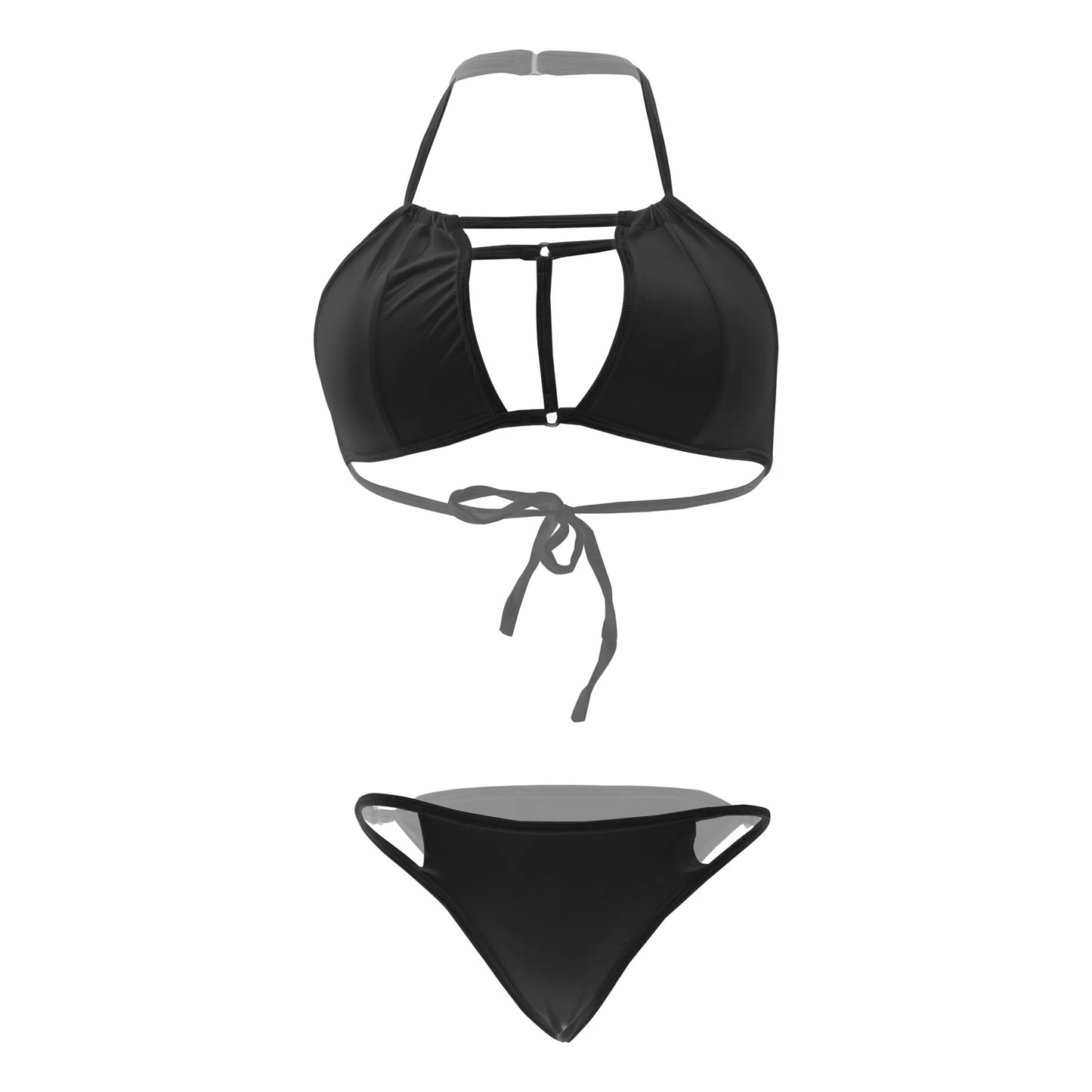 Women Stylish Lingerie Set Cutout Halter Neck Bralette and Strap Bikini Panty Set Soft Stretch Designer Innerwear for Women