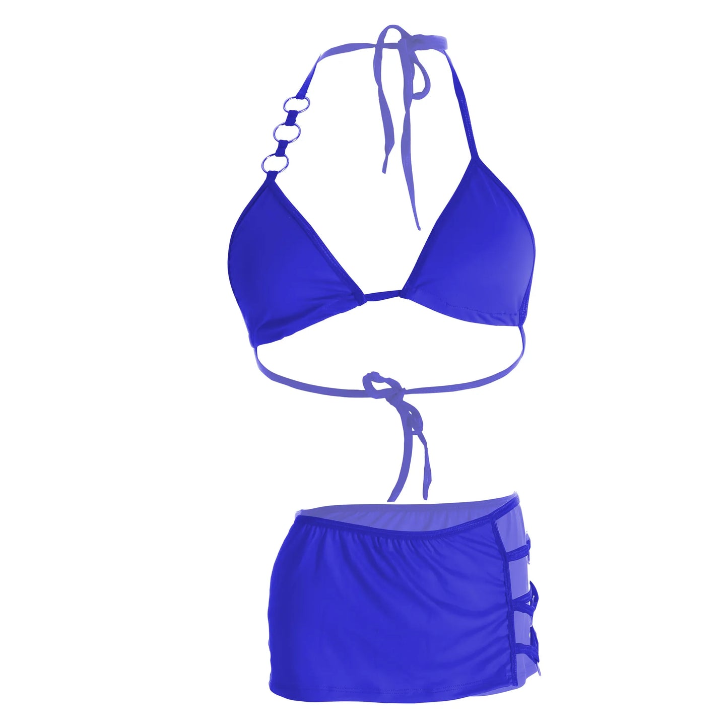 Women's Blue Bra and Short Skirt Lingerie Set