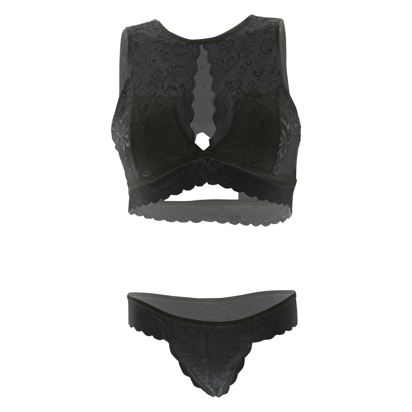 Women Lace Lingerie Set High Neck Bralette and Bikini Panty Set Soft Stretch Designer Innerwear for Women