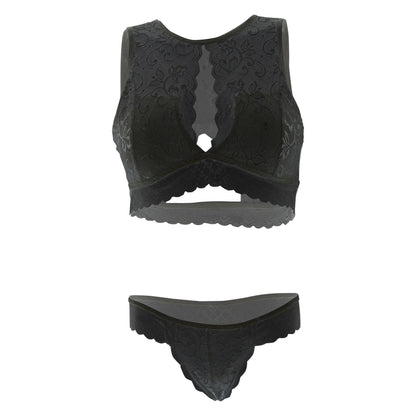 Women Lace Lingerie Set High Neck Bralette and Bikini Panty Set Soft Stretch Designer Innerwear for Women