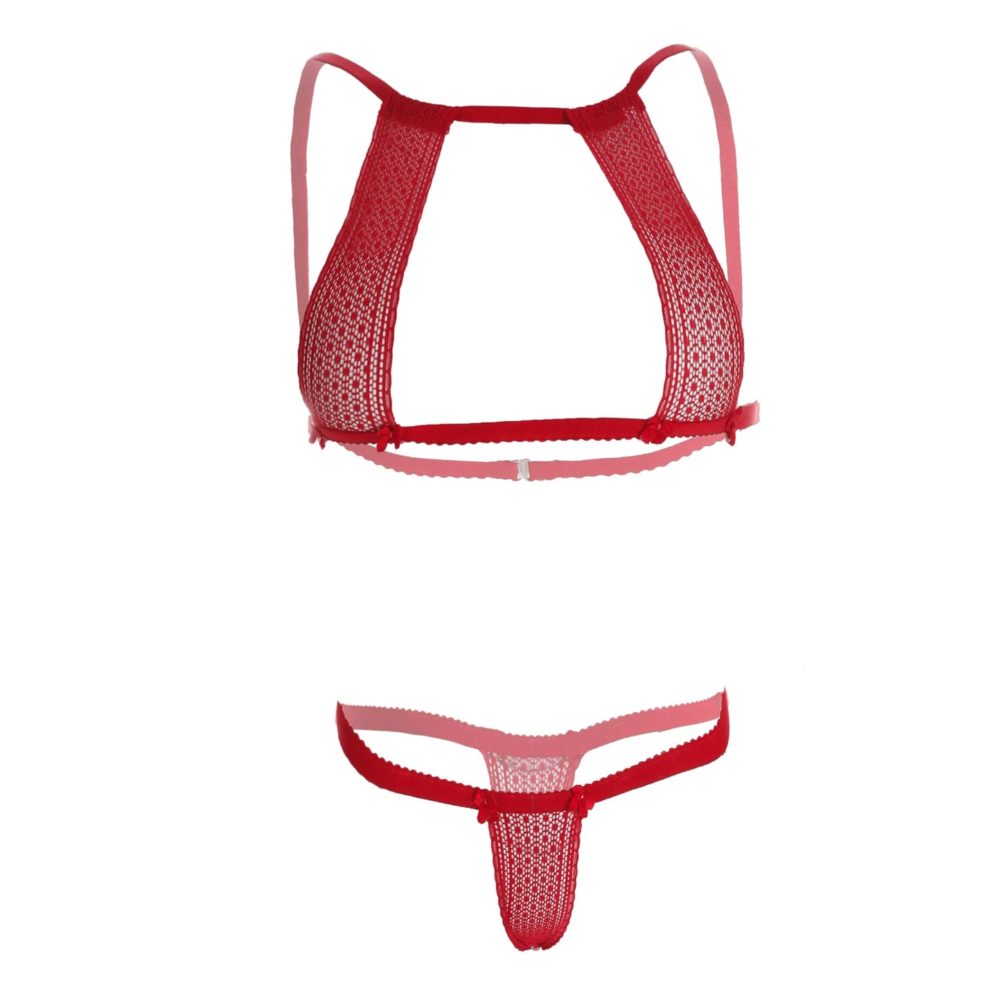 Premium Women’s Noir Floral Lace Open-Cup Bralette & Minimalist Thong Set – Provocative Two-Piece Lingerie Ensemble with Modern Framed Design