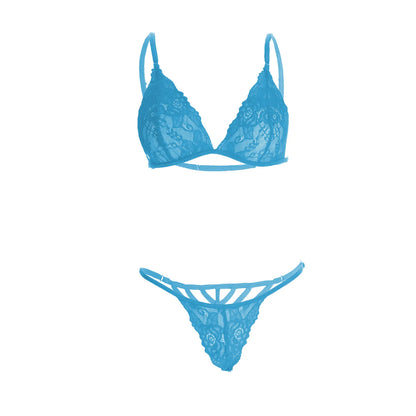 Premium Women’s Minimalist Floral Lace Triangle Bralette & G-String Set – Elegant Two-Piece Lingerie Ensemble with Scalloped Eyelash Trim