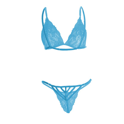 Premium Women’s Minimalist Floral Lace Triangle Bralette & G-String Set – Elegant Two-Piece Lingerie Ensemble with Scalloped Eyelash Trim
